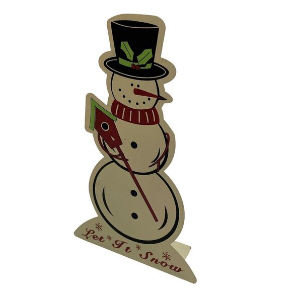 Large Christmas Snowman Metal Standing Decor 12" Retro Holiday - Picture 5 of 10